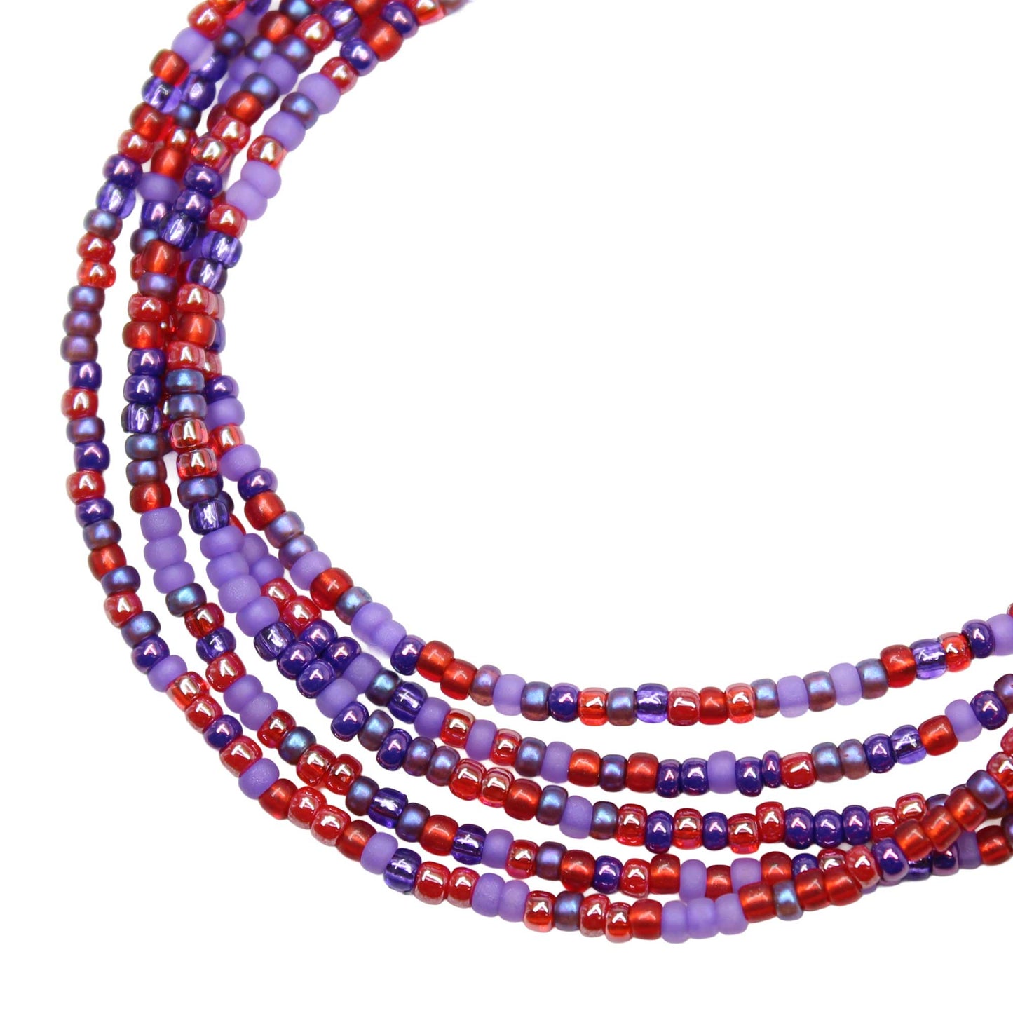 Red Hat Society Purple and Red Seed Bead Necklace