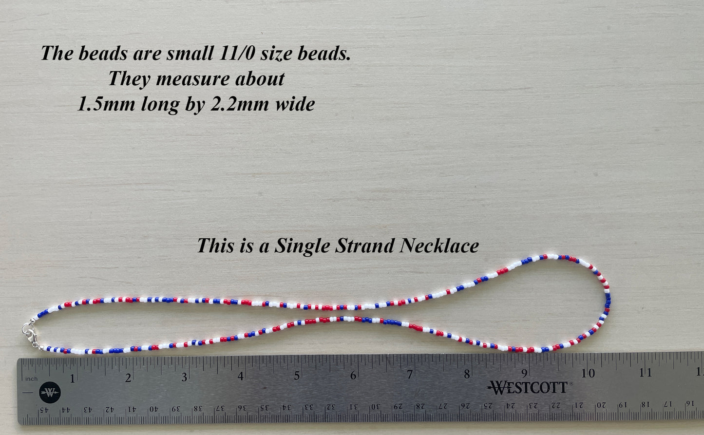 Red White and Blue Seed Bead Necklace