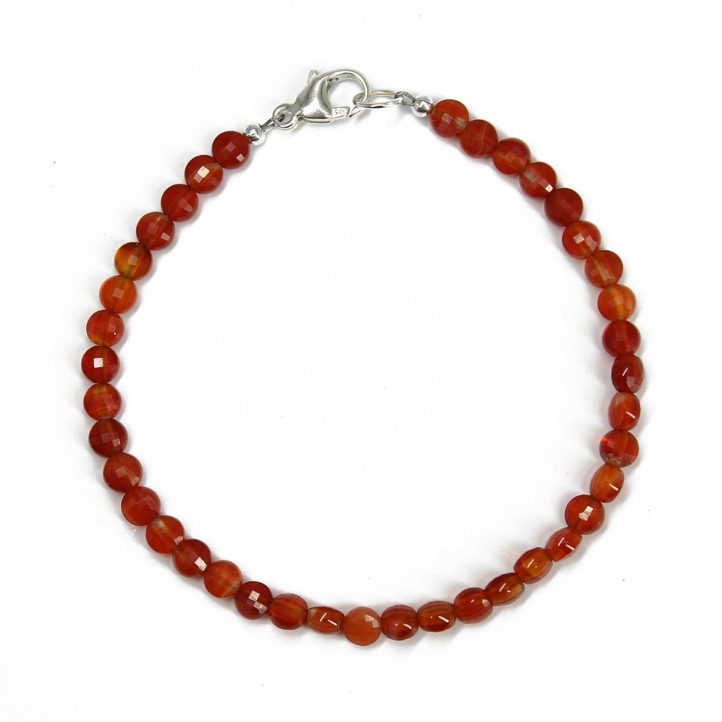 Faceted Red Carnelian Coin Bracelet