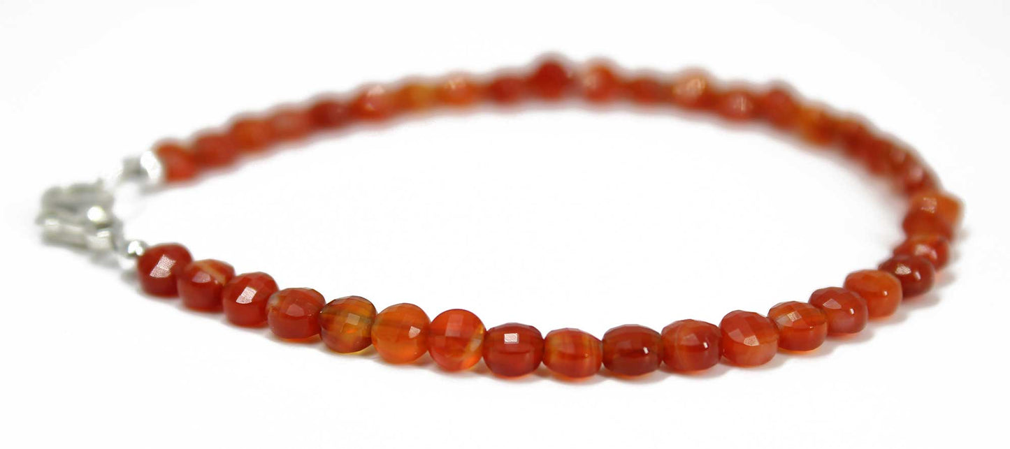 Faceted Red Carnelian Coin Bracelet