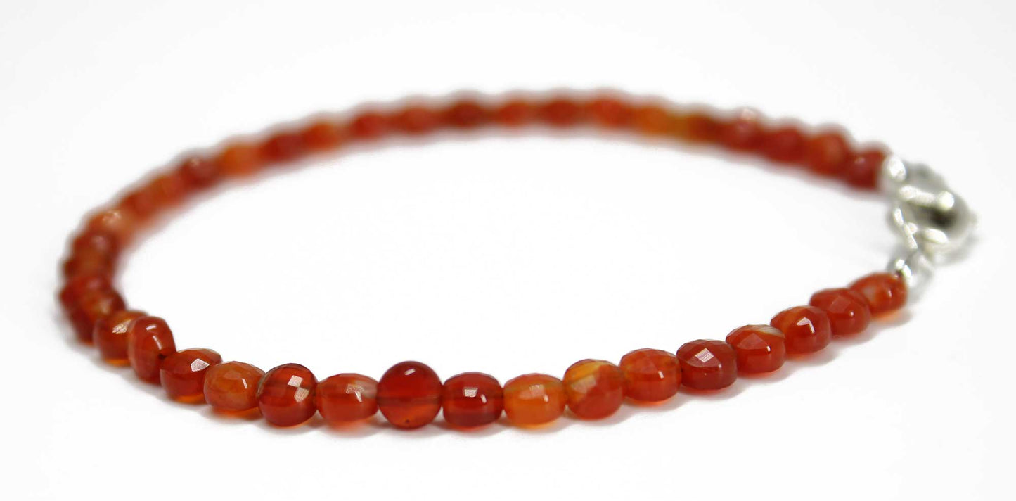 Faceted Red Carnelian Coin Bracelet