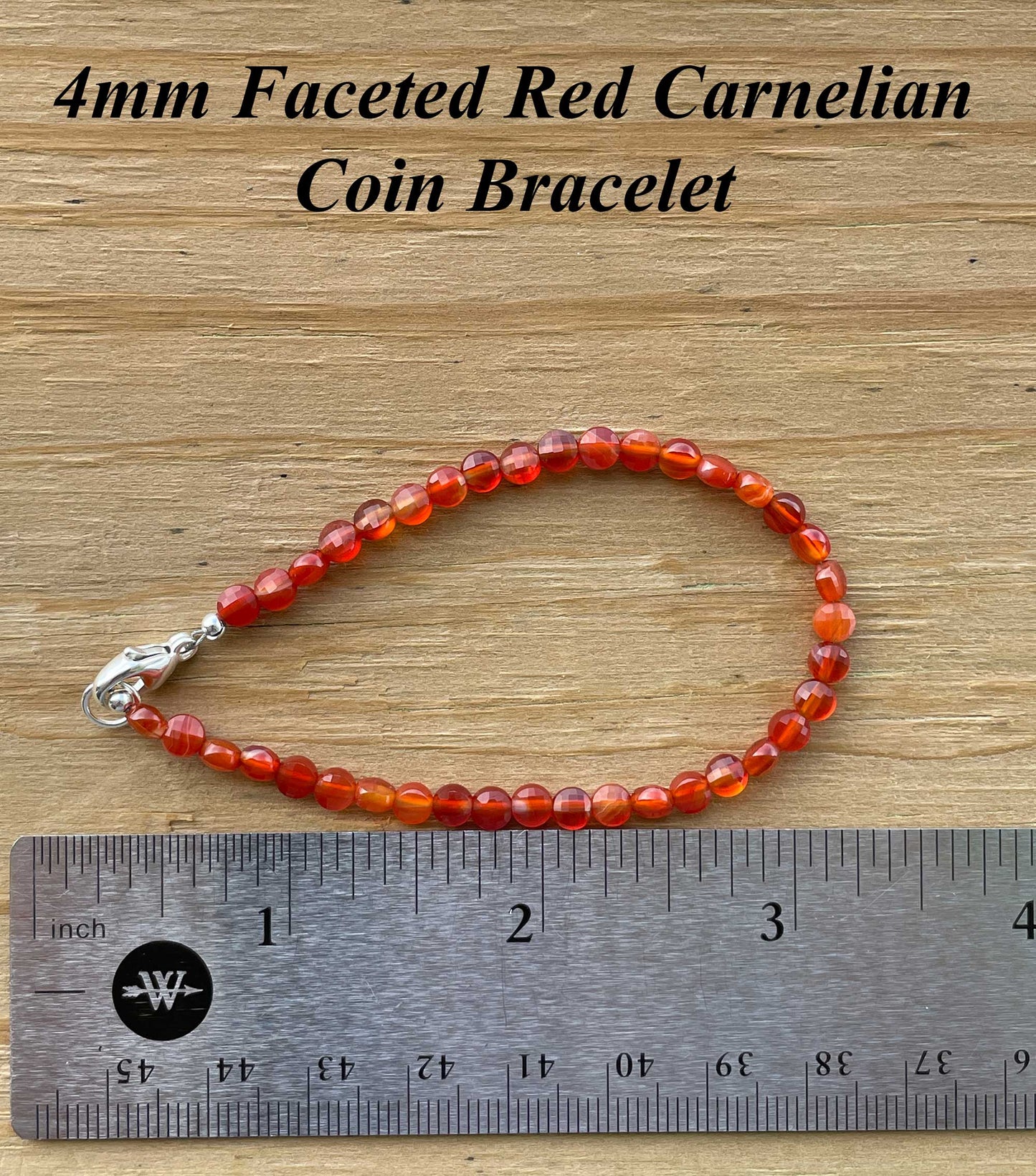 Faceted Red Carnelian Coin Bracelet