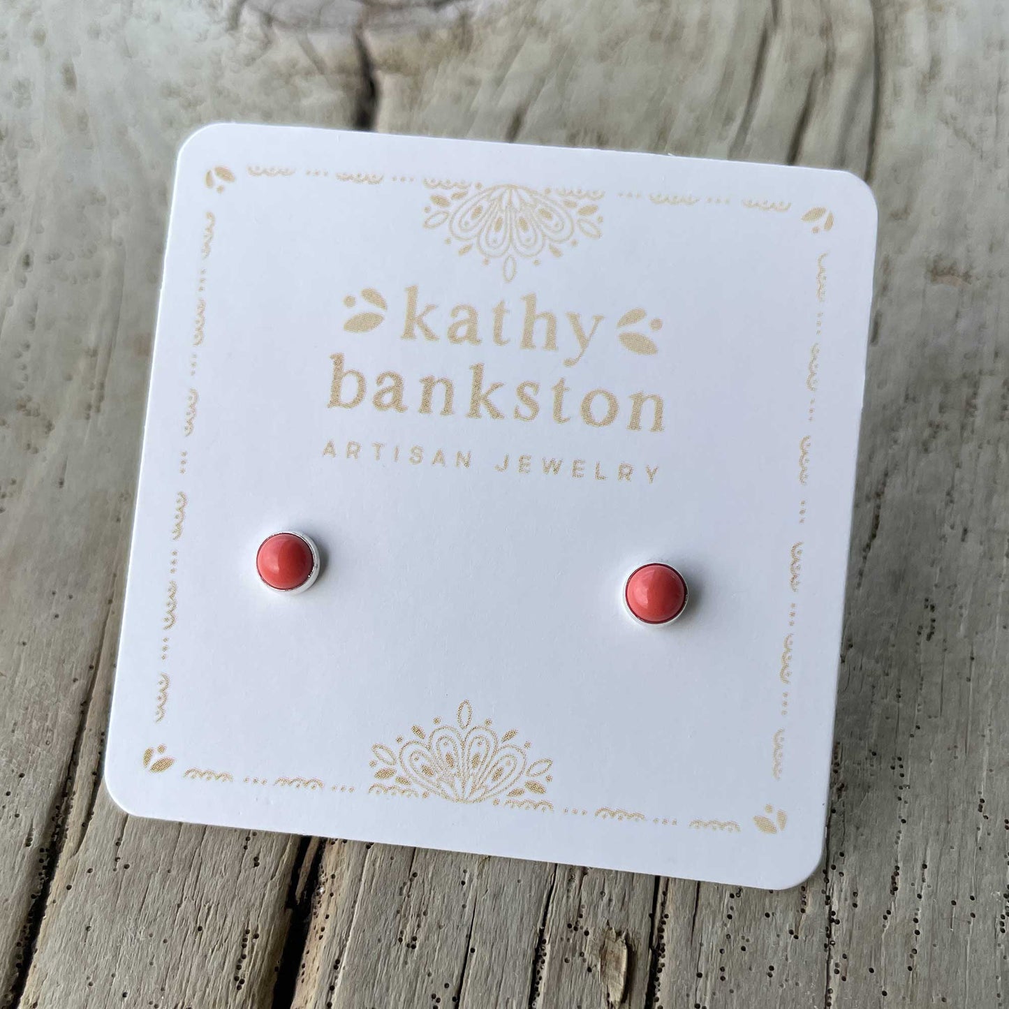 Salmon Coral Stud Earrings