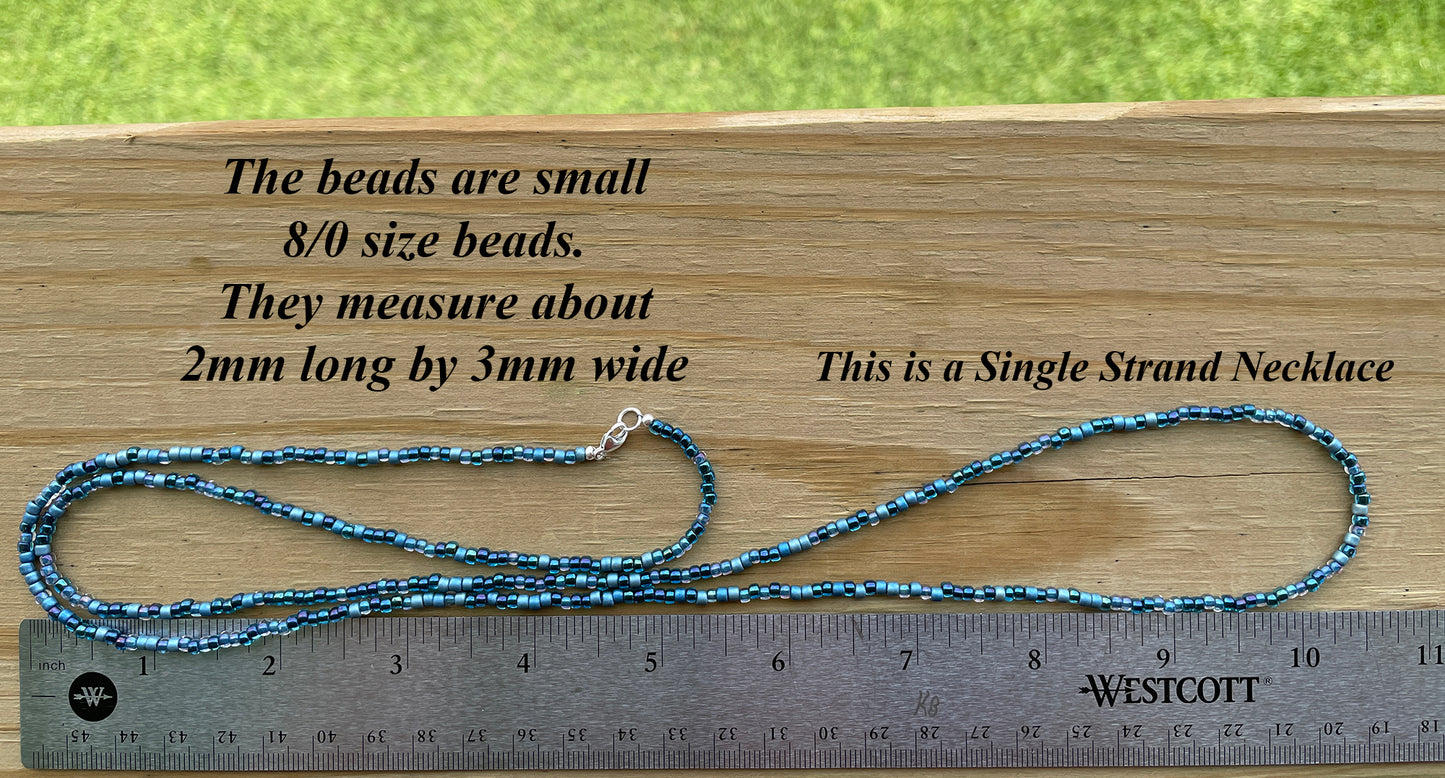 Multicolor Shibori Blue Seed Bead Necklace