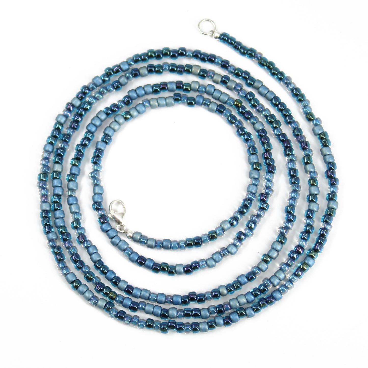 Multicolor Shibori Blue Seed Bead Necklace