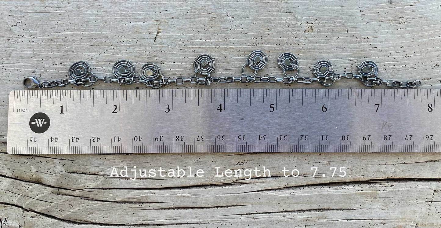 Sterling Silver Chain Bracelet with Fun Spiral Charm Dangles