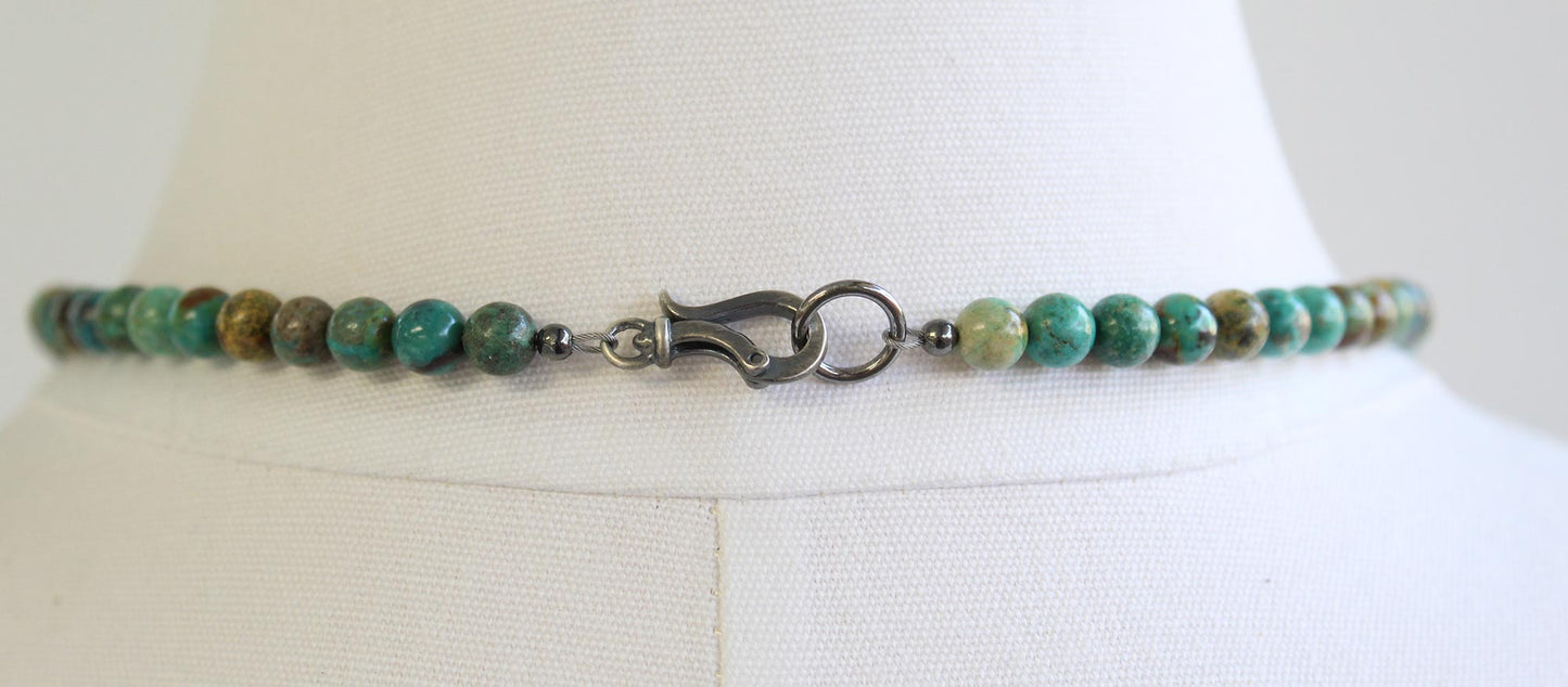 Green Turquoise Necklace with Sterling Silver Pendant