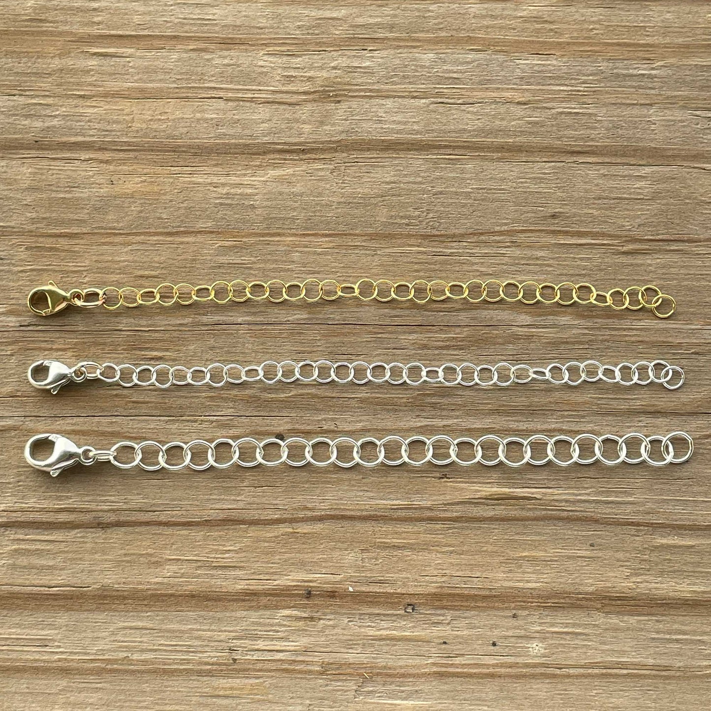 One Sterling Silver or Yellow Gold Fill Extender for Bracelets and Necklaces