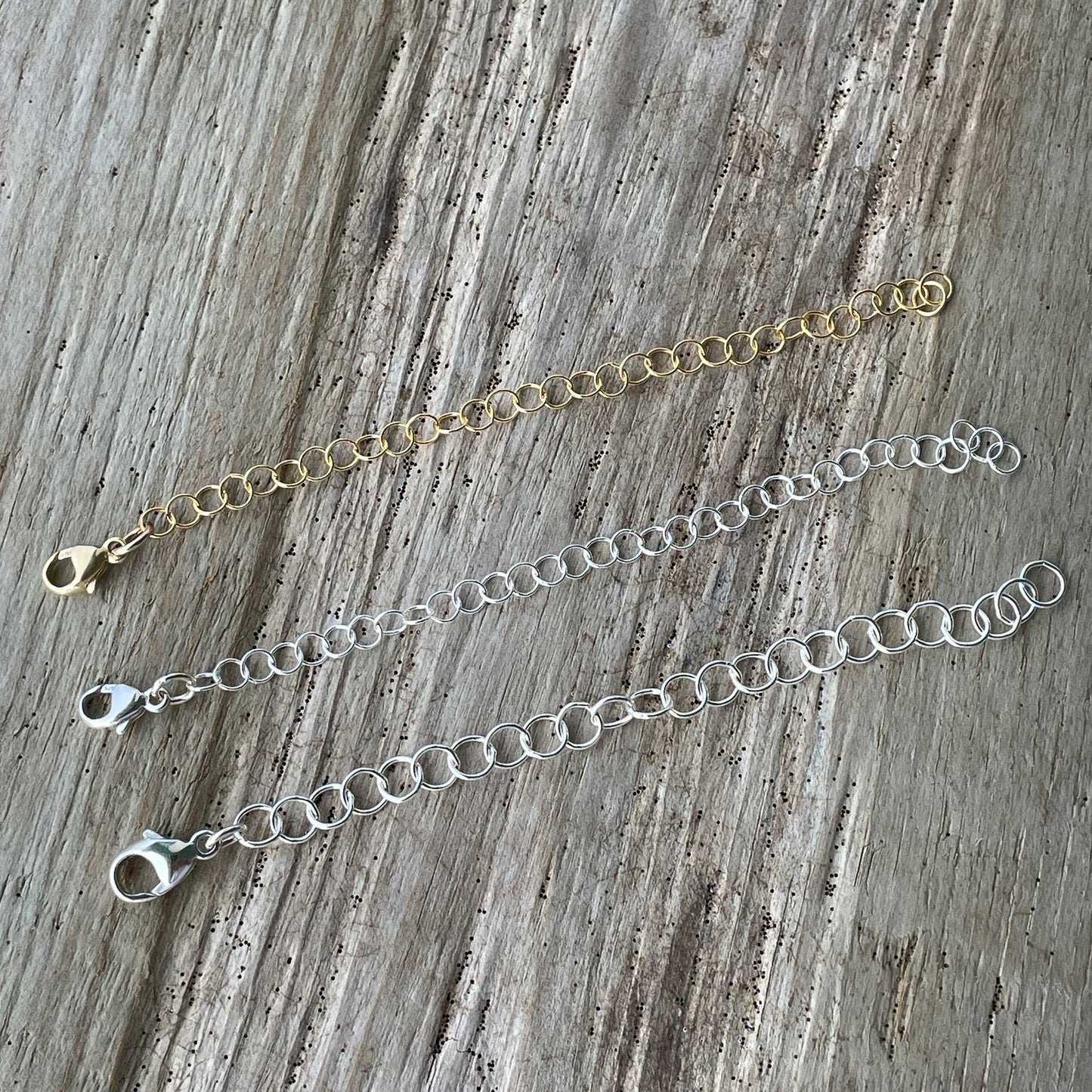 One Sterling Silver or Yellow Gold Fill Extender for Bracelets and Necklaces