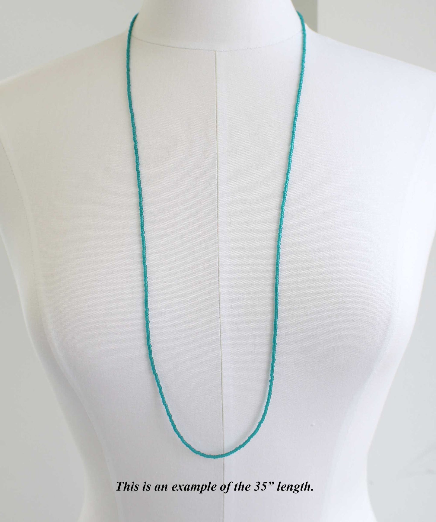Long Teal Bead Necklace