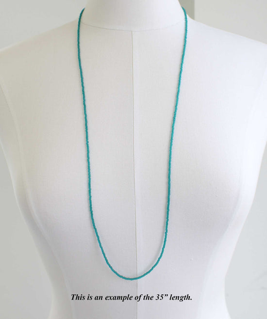 Long Teal Bead Necklace