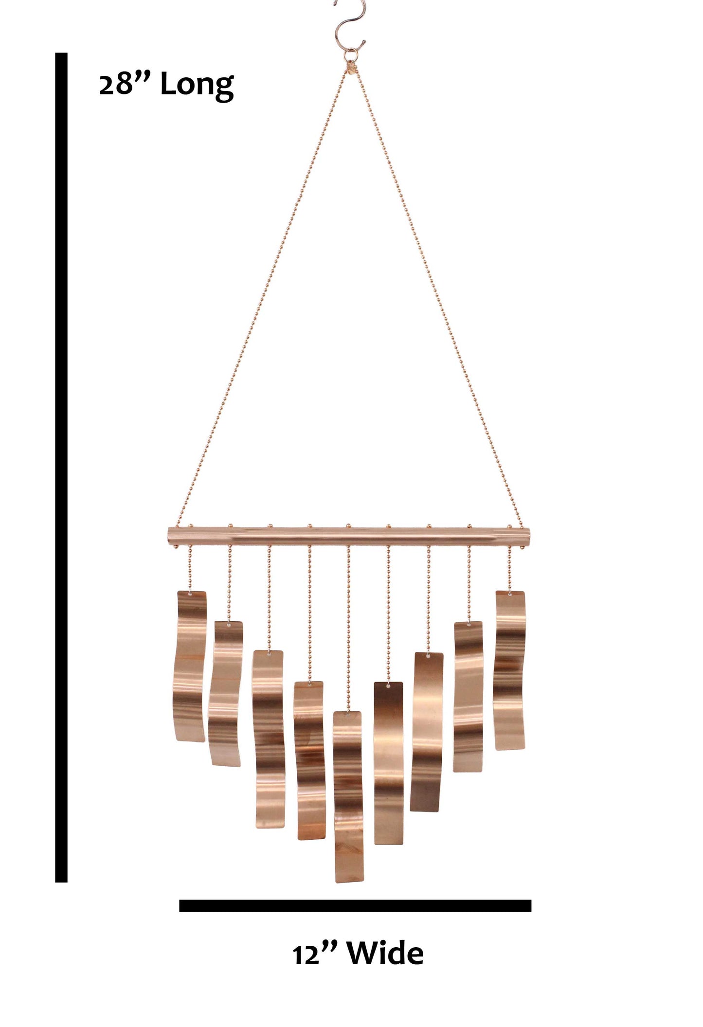 Handmade Copper Wind Chime with Wavy Rectangles 28
