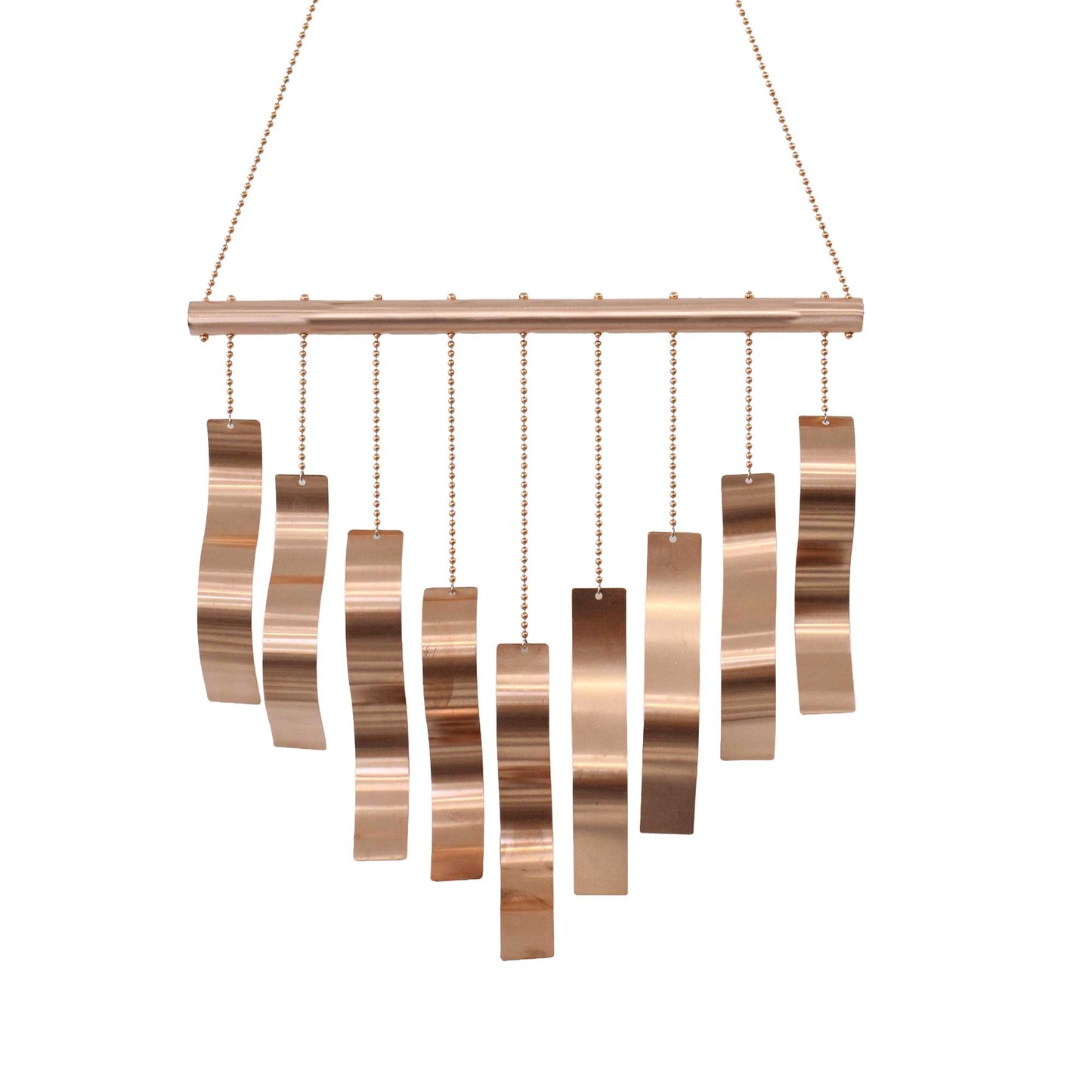 Handmade Copper Wind Chime with Wavy Rectangles