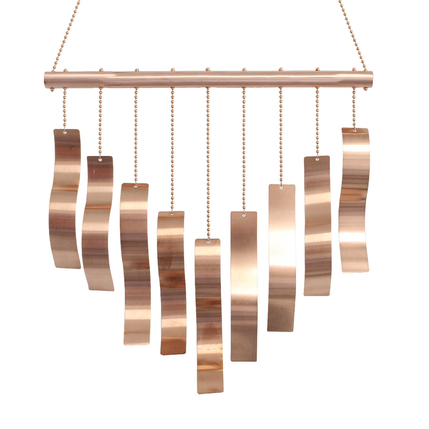 Handmade Copper Wind Chime with Wavy Rectangles