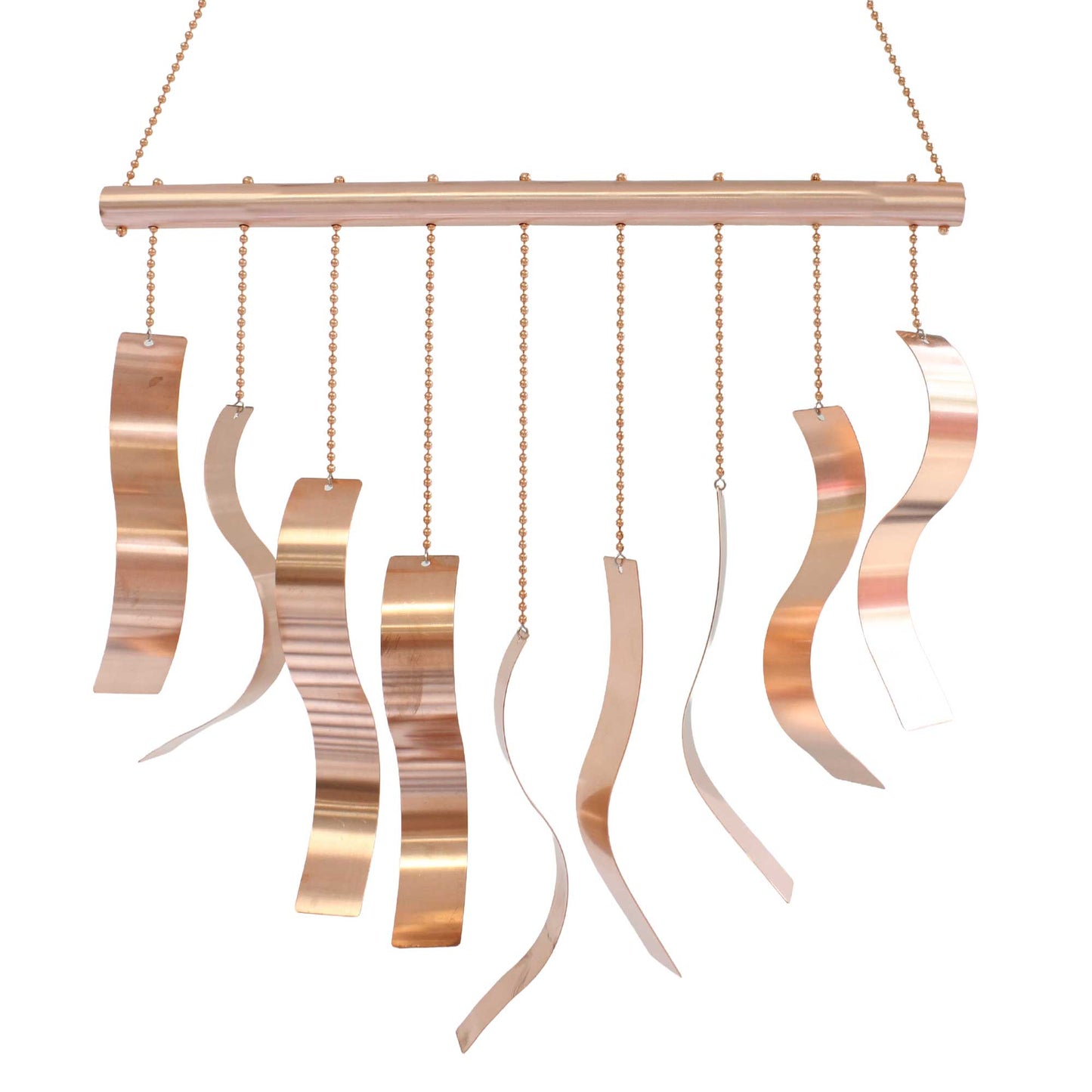 Handmade Copper Wind Chime with Wavy Rectangles