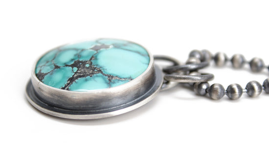 Yungai Turquoise Pendant Necklace in Sterling Silver