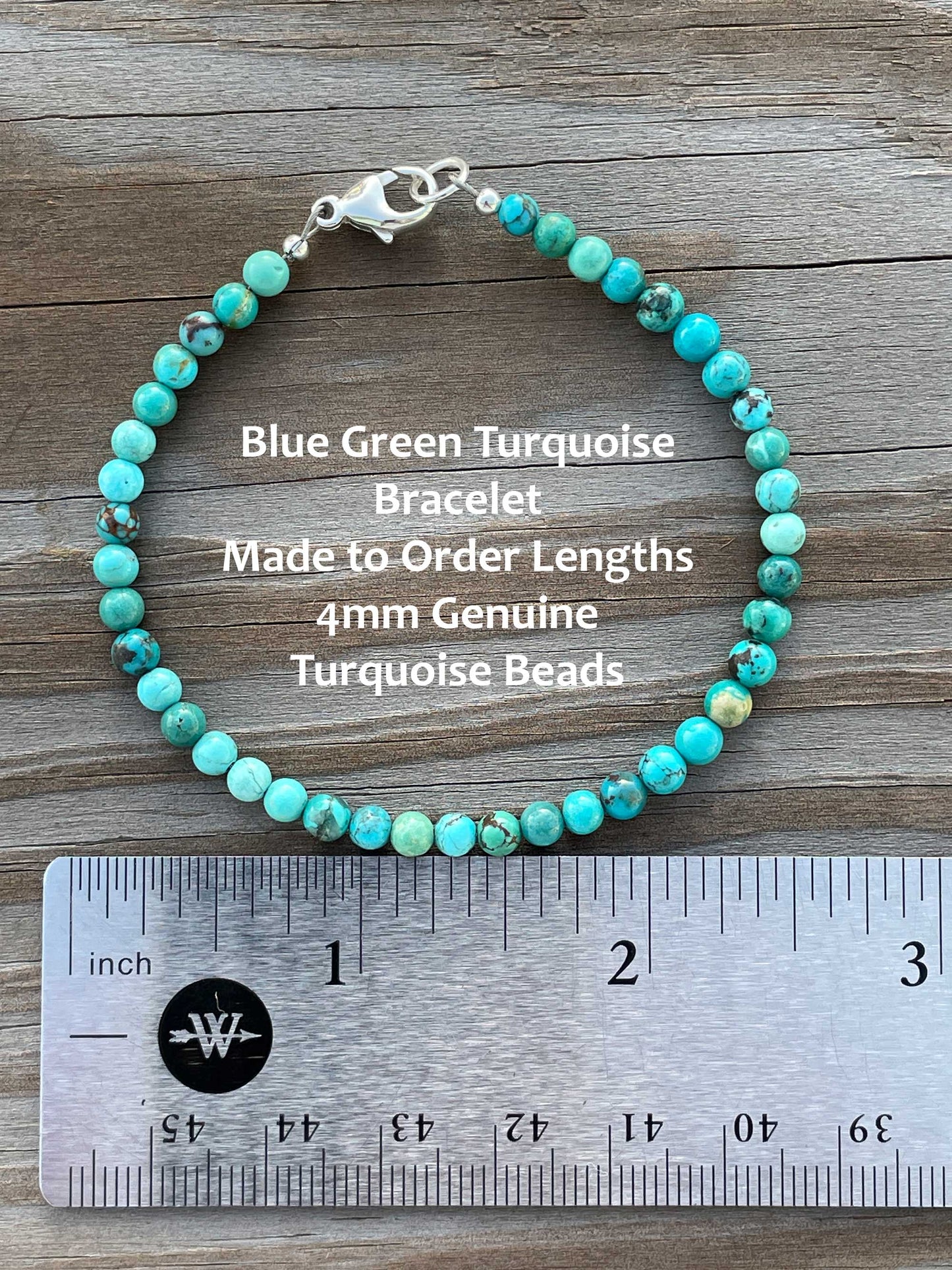 Genuine 4mm Blue Green Turquoise Bead Bracelet