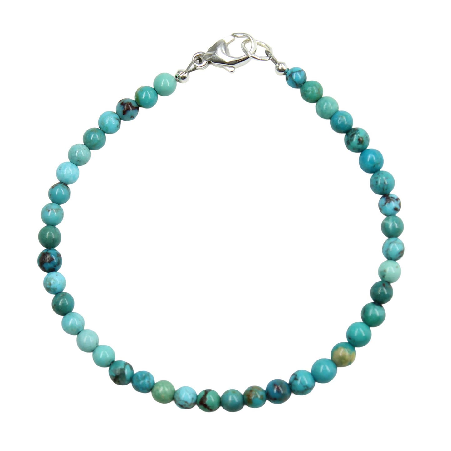 Genuine 4mm Blue Green Turquoise Bead Bracelet