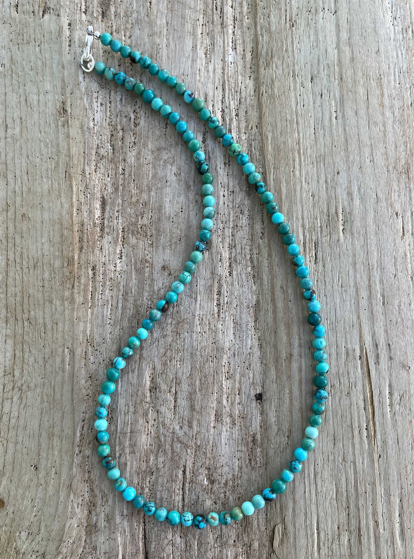 Genuine 4mm Blue Green Turquoise Bead Necklace
