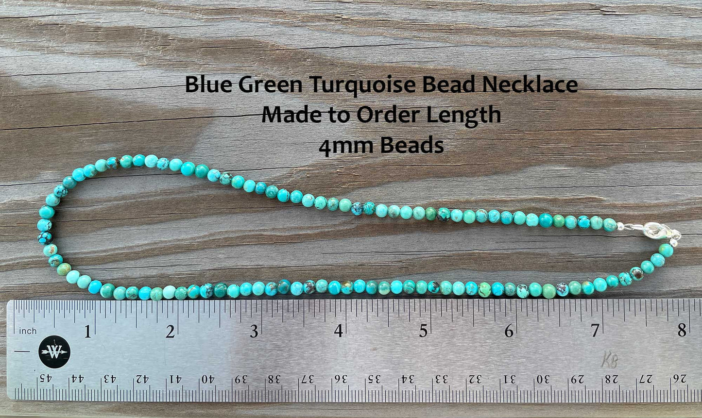 Genuine 4mm Blue Green Turquoise Bead Necklace