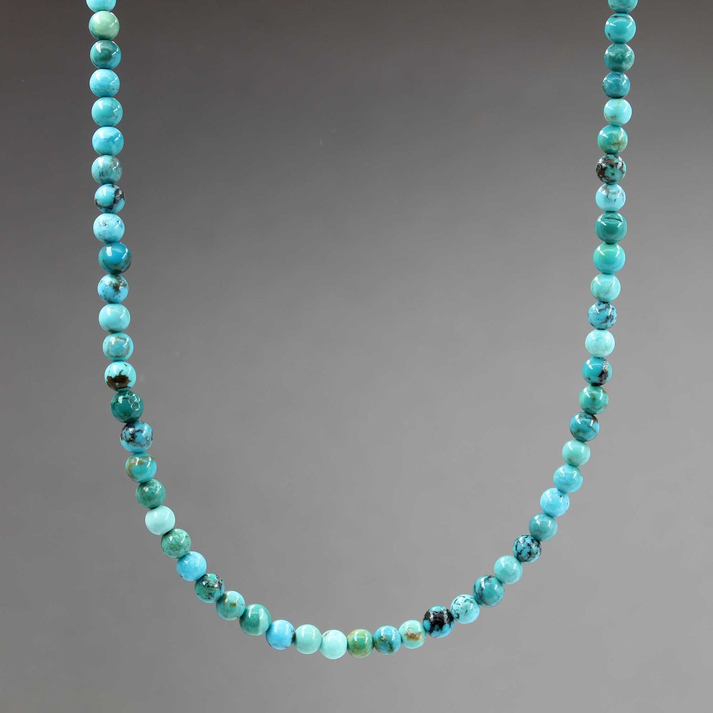 Genuine 4mm Blue Green Turquoise Bead Necklace