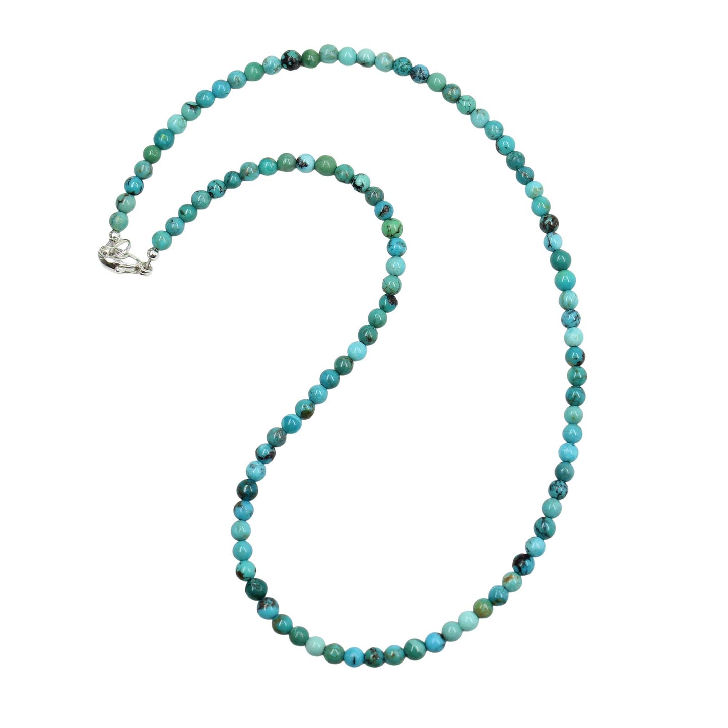 Genuine 4mm Blue Green Turquoise Bead Necklace