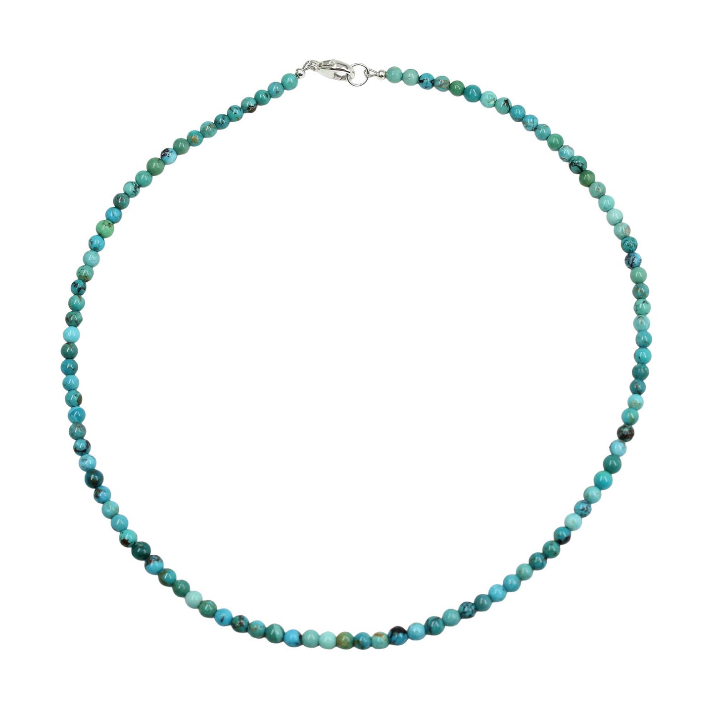 Genuine 4mm Blue Green Turquoise Bead Necklace