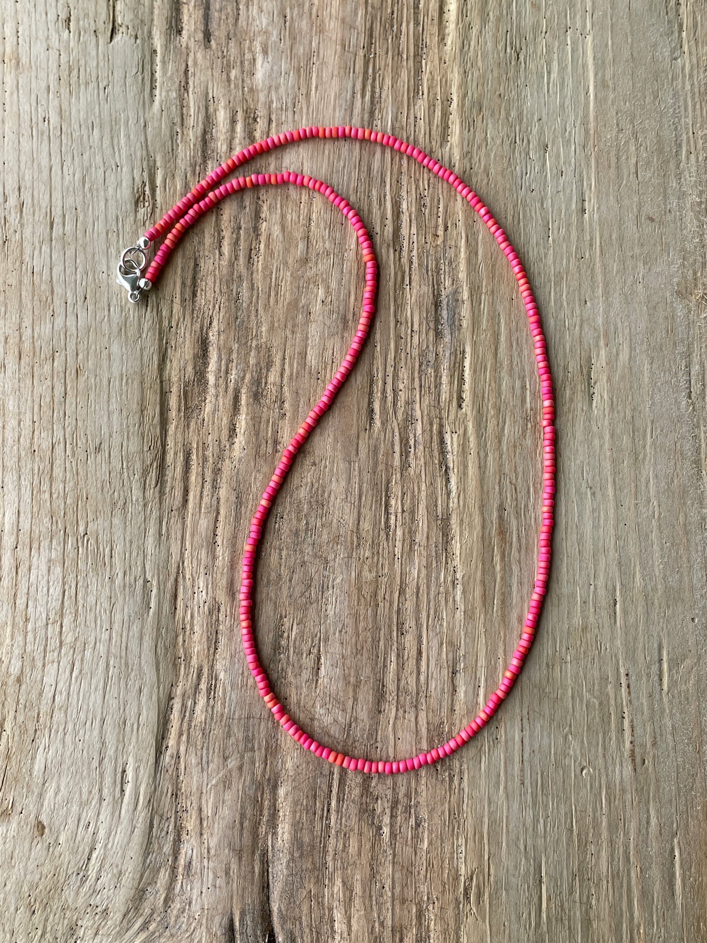 Coral Color Seed Bead Necklace