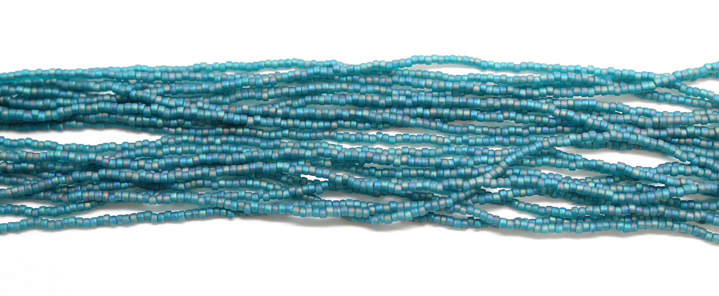 Multi Strand Teal Seed Bead Necklace 18 Inches