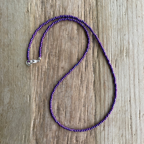 Metallic Grape Purple Seed Bead Necklace