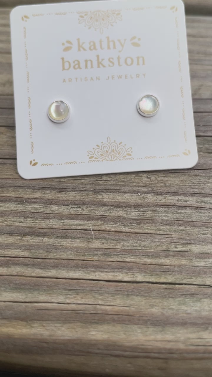 6mm Mother of Pearl Stud Earrings