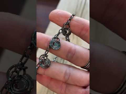 Sterling Silver Chain Bracelet with Fun Spiral Charm Dangles