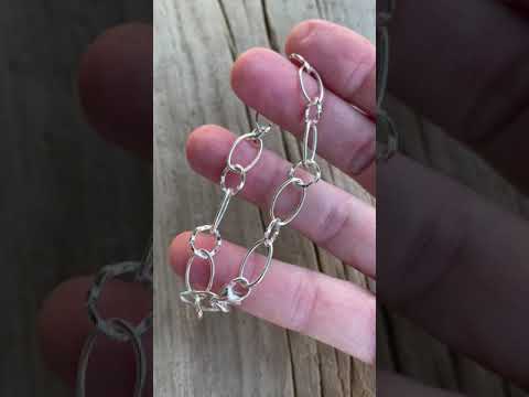 8mm Smooth Oval & Twist Round Chain Link Bracelet