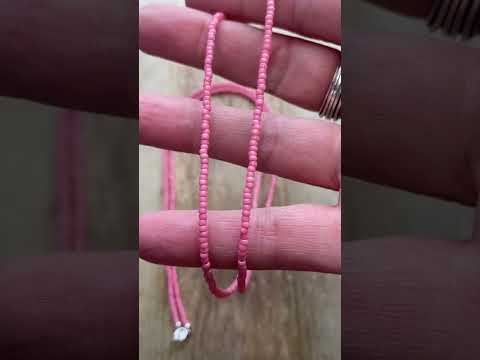 Load and play video in Gallery viewer, Guava Pink Seed Bead Necklace, Thin 1.5mm Single Strand Necklace
