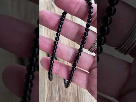 Handmade Black Onyx Bead Necklace 