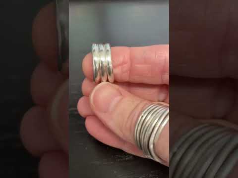 Load and play video in Gallery viewer, Handmade Three Sterling Silver Stacked Ring Band, Size 7 US
