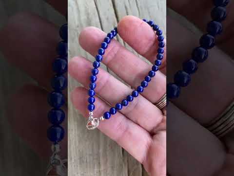 Lapis Lazuli Bracelet, 4mm with Sterling Silver or Gold Filled Clasp