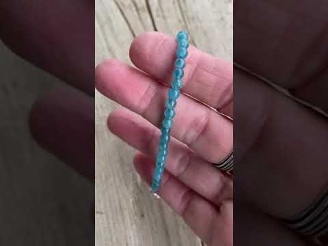 Blue Quartz Beaded Bracelet, Small 4mm Aquamarine Color