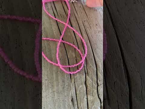 Silver Lined Milky Hot Pink Seed Bead Necklace