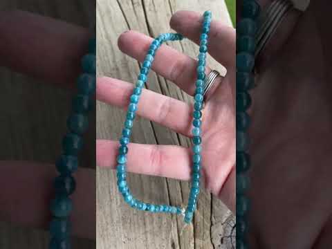 Apatite Bead Necklace Strand, Small 4mm Blue Gemstone Beaded Necklace