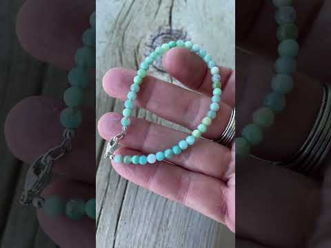 Amazonite Bead Bracelet, Small 4mm Gemmy Blue Green