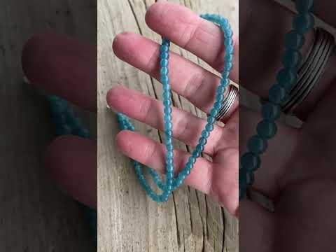 Blue Quartz Necklace , Small 4mm Blue Gemstone Bead Necklace