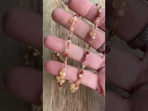 Load and play video in Gallery viewer, Handmade Citrine, Sunstone, Tourmaline Gemstone Necklace
