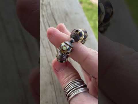 Brown Lampwork Bead Bracelet in Copper Adjustable