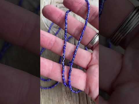 Indigo and Iolite Purple Seed Bead Necklace, Thin 1.5mm Single Strand