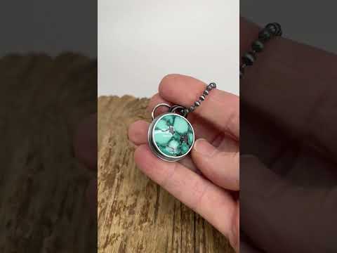 Handmade Yungai Turquoise Pendant Necklace in Sterling Silver