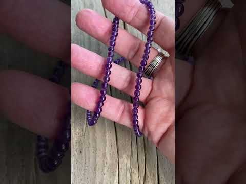 Amethyst Bead Necklace Strand, Small 4mm