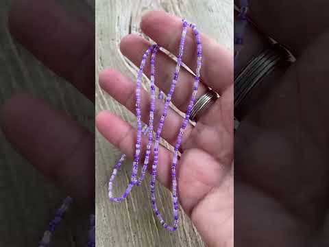 Mixed Purple Wisteria Seed Bead Necklace, Thin 1.5mm Single Strand