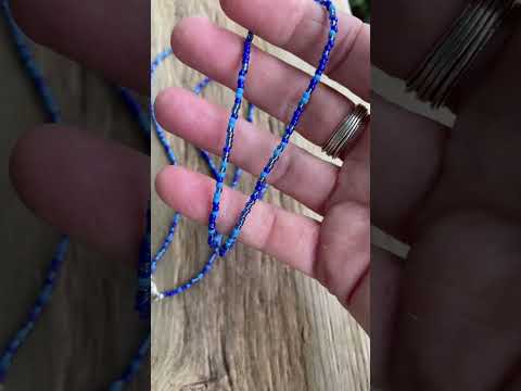 Load and play video in Gallery viewer, Multi Color Blue Seed Bead Necklace
