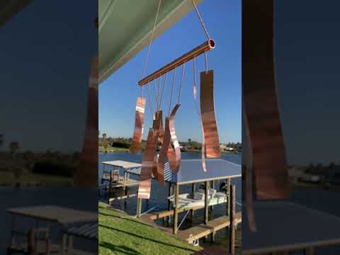 Handmade Copper Wind Chime with Wavy Rectangles